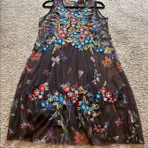 Floral Embroidered Black Dress by Johnny was